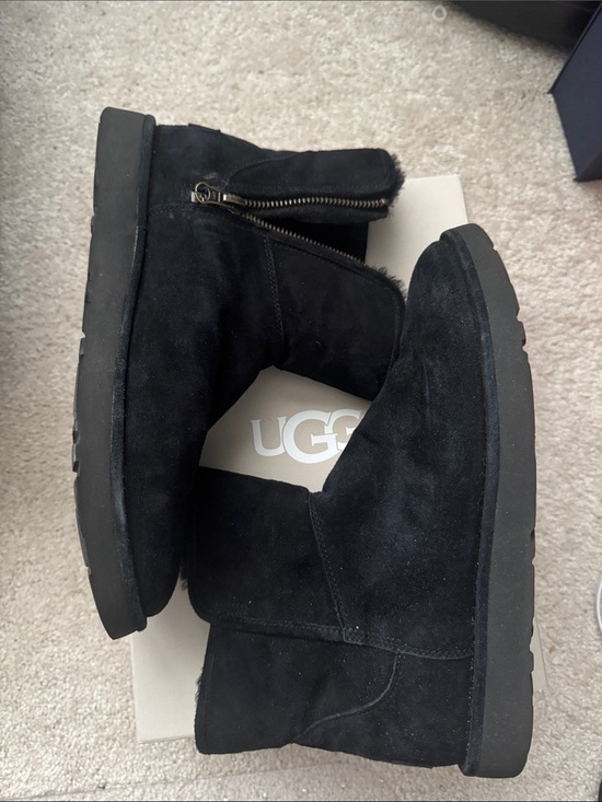 UGG Shoes - UGG Black Suede Short Zip Boot
